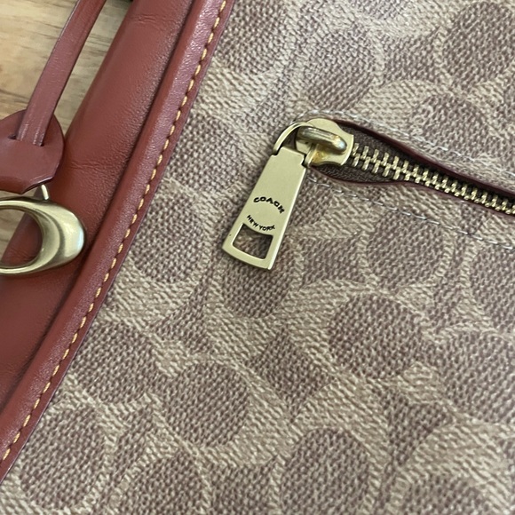 Coach Brown and Tan Shoulder Bag with Signature Monogram - Picture 6 of 9